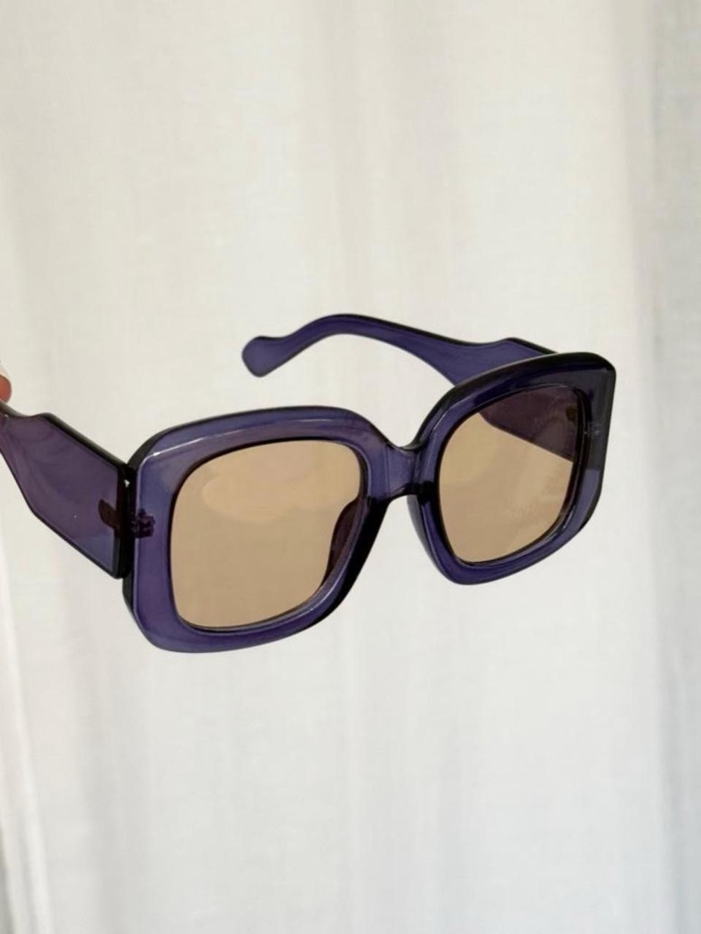 oversized purple square sunglasses